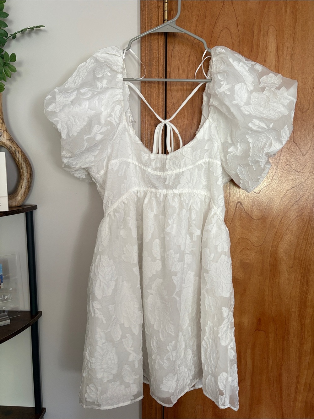 Altar'd State White Puff Sleeve Mini Dress